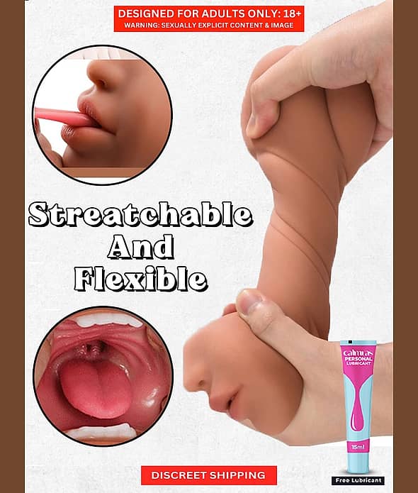 KAMVASANA Male Masturbator Realistic Vagina and Mouth with Teeth and Tongue Nose Pocket Pussy Sucking Masturbator Cup Sex Toys