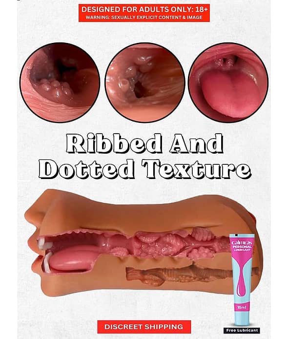 KAMVASANA Male Masturbator Realistic Vagina and Mouth with Teeth and Tongue Nose Pocket Pussy Sucking Masturbator Cup Sex Toys