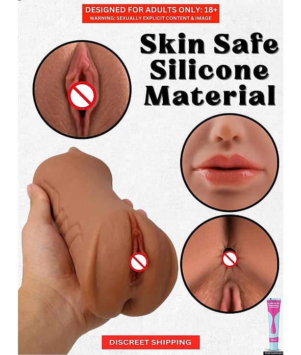 KAMVASANA Male Masturbator Realistic Vagina and Mouth with Teeth and Tongue Nose Pocket Pussy Sucking Masturbator Cup Sex Toys